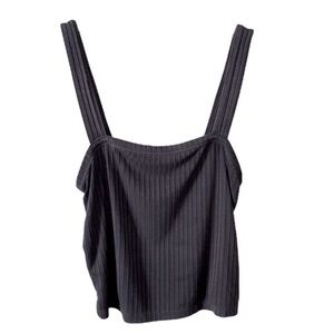American Eagle Women's S Soft & Sexy Grey Ribbed Stretchy Sleeveless Crop Top